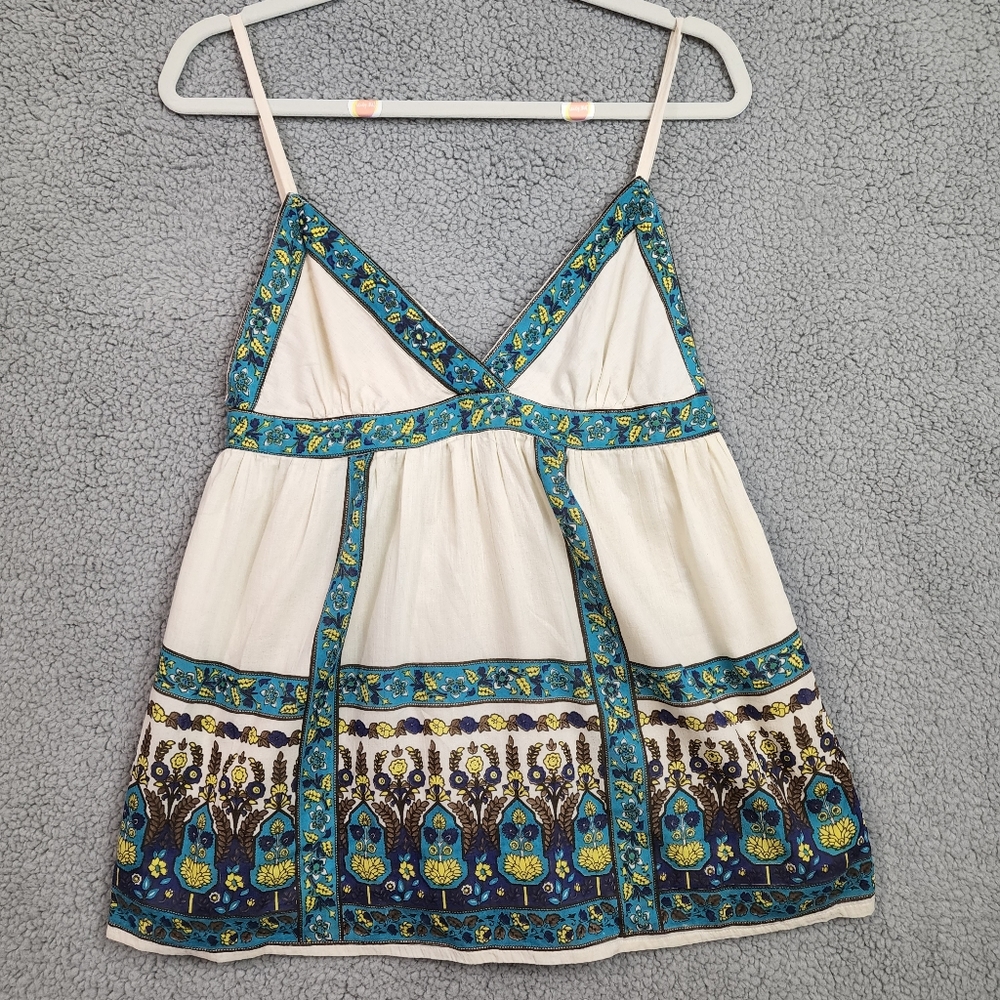 Fun and Flirt 100% Cotton Spaghetti Strap Top with Pattern and Liner Size M